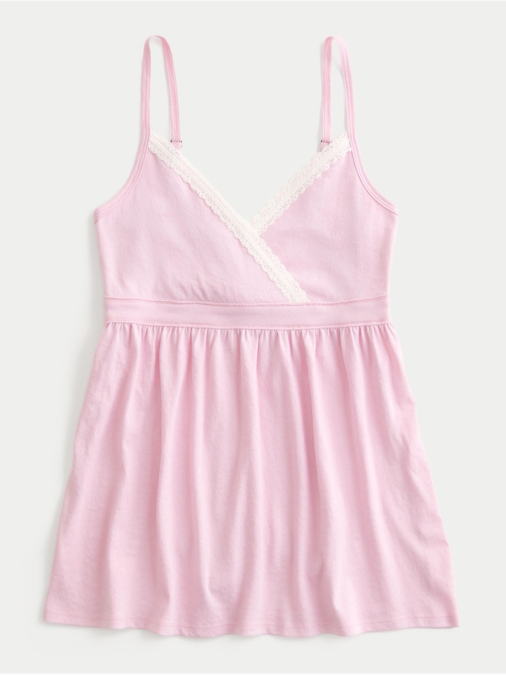 Hollister Pink Lace-Trim Baby Doll Top Size XL